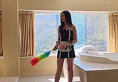The girl who cleans my house is also a lubricant model