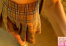 A sexy brunette with apples gives blowjob on balcony
