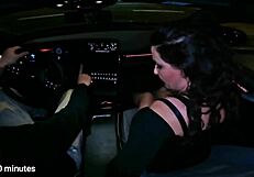 The couple engaged in passionate sex right in the car on the parking lot