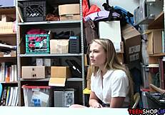 Blonde shoplifter got fucked by security after being caught