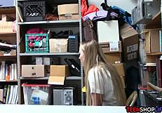 Blonde shoplifter got fucked by security after being caught