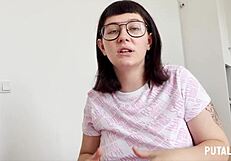 Young beautiful woman rides eagerly on a cock