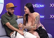 A stunning, fat, busty woman spreads her legs