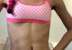 i'm just a barely legal petite teen teasing with my puffy pussy