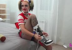 Petite Lady Medusa kneels, seeking big cock