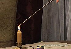 The dominatrix punishes her lesbian slave tied up with rope