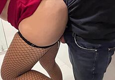 having wild bathroom sex with a tall curvy secretary