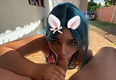 Bulma sucking Vegeta's fat cock
