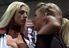 Cosplay teen mistress and mature big tits crushed in rough FFM 3some by huge dick old guy