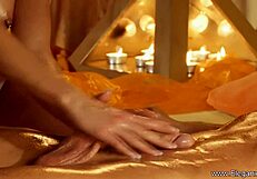 Gorgeous Golden Blonde Milf Gets Sensual Full-Body Massage