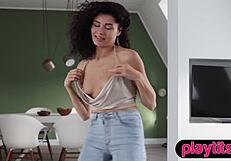 petite romanian beauty shows perky boobs and juicy butt