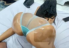 Hijastro Cums on Madrastra's Huge Ass in See-Through Thong