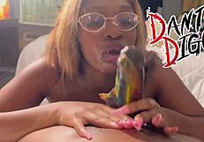 Ever seen two ebony hotties battle in a dick sucking contest?