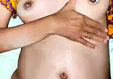 Skinny Young Asian in Yellow Dress Milks Tits While Getting Creampied at Home