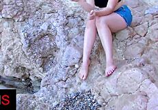 Ever seen a brunette and blonde girl drilled seaside by a hot stud?