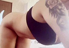 Big Boobs Popping Out from Tight Black Bra in Wild Display