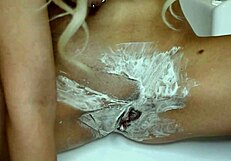 hey, check this unshaven pussy shaving close up pov