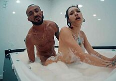Geeky Brazilian Slut Moans Loud on Cock in Hot Tub