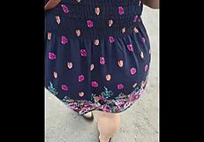 following mature latina in skirt and thong on public street