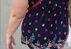 following mature latina in skirt and thong on public street