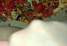 man, this arab teen's kinky pizza masturbation fetish is wild