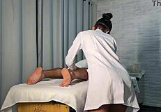 Cute Brunette Massagista Seduces Hung Guy On First Day