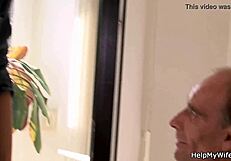 Old husband watches dude bang his young wife