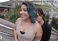 Fake agent finds chubby Colombian girl at train station