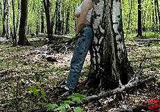 Stunning Orgasm in Forest Near Birch Tree