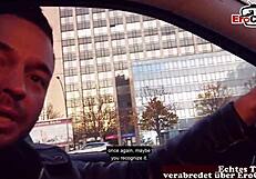 Skinny mature redhead German milf bangs POV in public!
