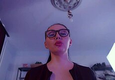 naughty brunette babe pegs her guy and gets his cum all over.