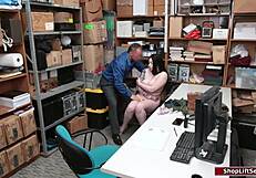 Teen shoplifter caught and fucked hard by LP officer in backroom reality scene