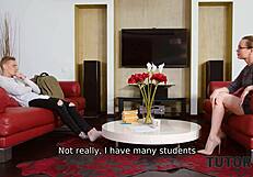 Wow! Instead of Physics, He Stretches Out His Hot Blonde Tutor!