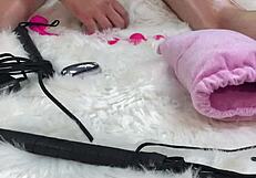 i rubbed her down with oil, then slammed her pussy and asshole with a glass dildo so hard she screamed for more and went home to her husband all used up