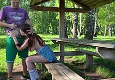 Fucked a Beautiful Brunette Hard in the Forest, Cumming on Her Big Natural Tits, Left Her Alone
