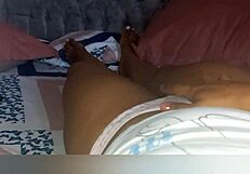 curvy stepmom with big tits gets ready for bed but ends up fingering her wet pussy.