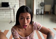 wild lore swallows my cock for rough pounding