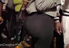 Bubble butt Latina in see-through leggings spied on at crowded concert venue