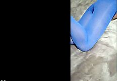 sexy pantyhose paired with stunning blue high heels steal the show. they turn every step into pure temptation.