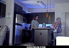 hot cougar blows stepson while stepsis watches nearby