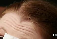 Man, that nasty looker just took a huge cumshot on her face!