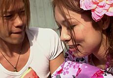 sweet japanese geisha in first jav flick