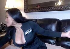 watch maxine slip into a sexy cop outfit and dildo drill both her asian holes.