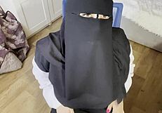 I can't stop watching this Turkish beauty in hijab touch herself in pantyhose