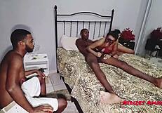 skinny chick bangs right in front of her cuckold boyfriend