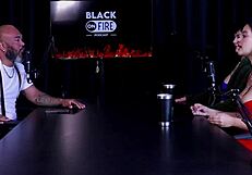 the brazilian brunette safada shared her background in art before performing a sensual dance in see-through red outfit during the swinger group interview