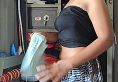 Desi Maid Gets Intimate With Boss While Cleaning Cupboard In Passionate Encounter.